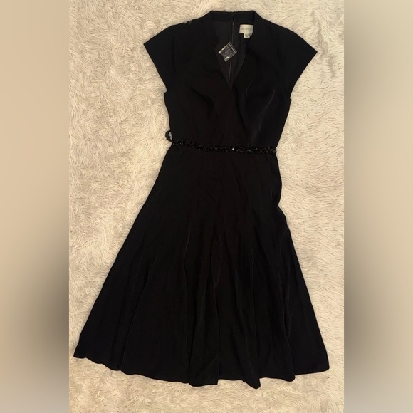 NEW Sachin & Babi Black Marian Sequin belted cap sleeve Midi Dress SZ 2$495 - Picture 3 of 8
